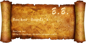 Becker Bogát névjegykártya